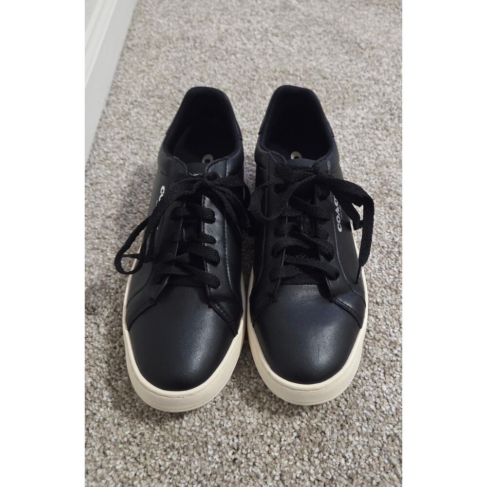 Coach Mens High Line Leather Sneakers in Black Size 7.5 - Picture 3 of 8